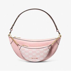 Michael Michael Kors Hollis 2-in-1 Pebbled Leather Logo Jacquard Shoulder Bag